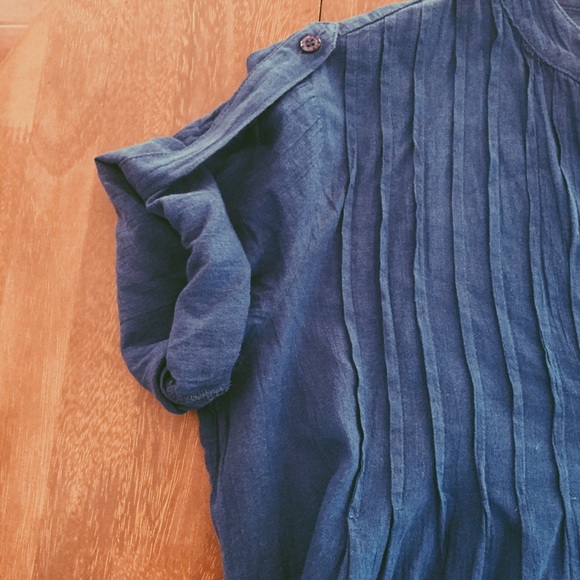 Ralph Lauren Cotton Pintuck Navy Coverup w/pockets - Picture 6 of 7